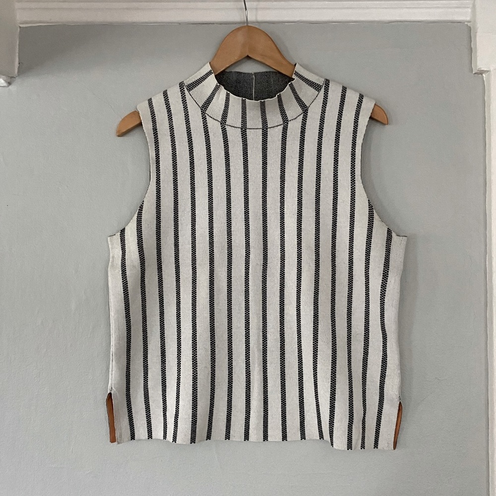 MOTH striped knit mock neck top L